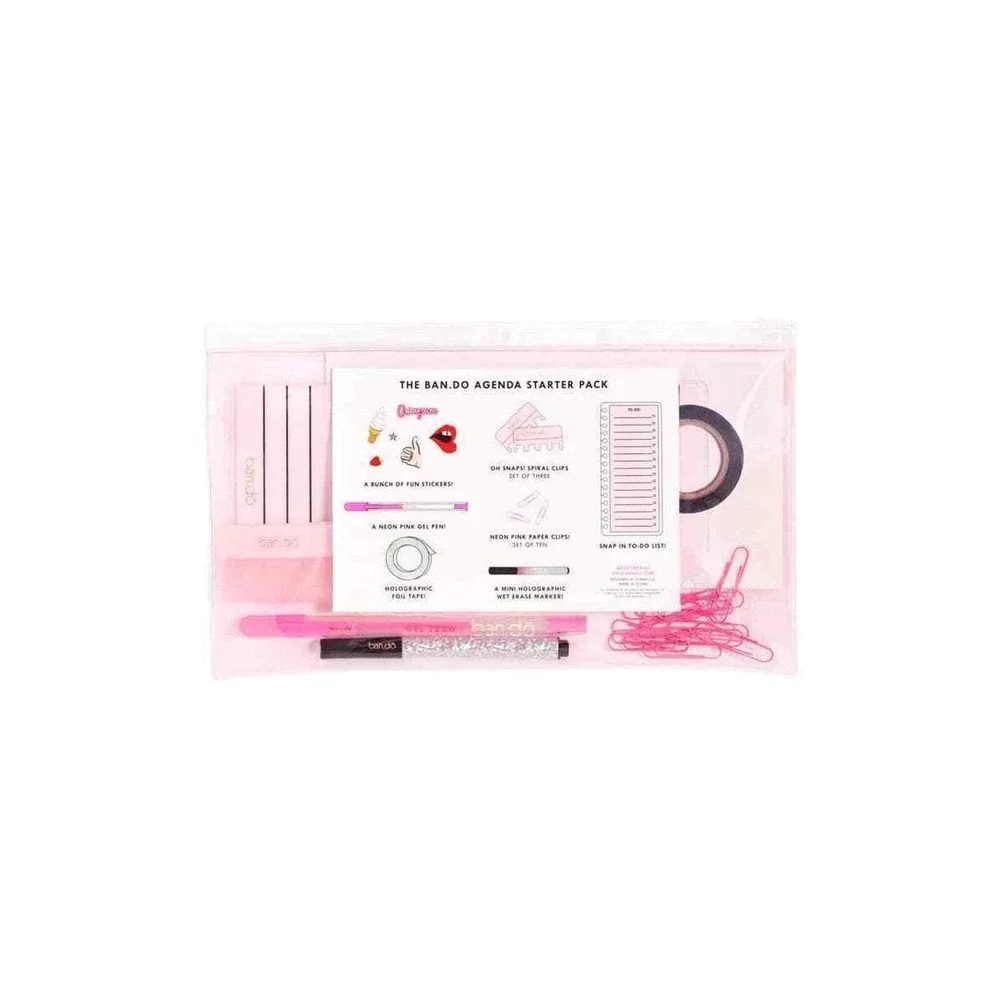 Ban.do Agenda Starter Pack Unisex OS Pink New Planner Accessories Stationery Kit